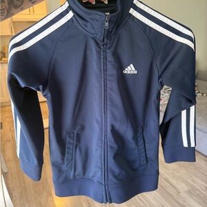 Adidas Navy Track Jacket with White Stripes boys size 7